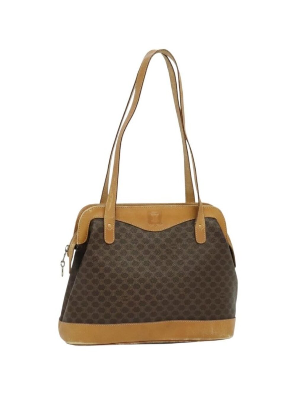 CELINE Macadam Canvas Cicada Shoulder Bag PVC Leather Brown Gold